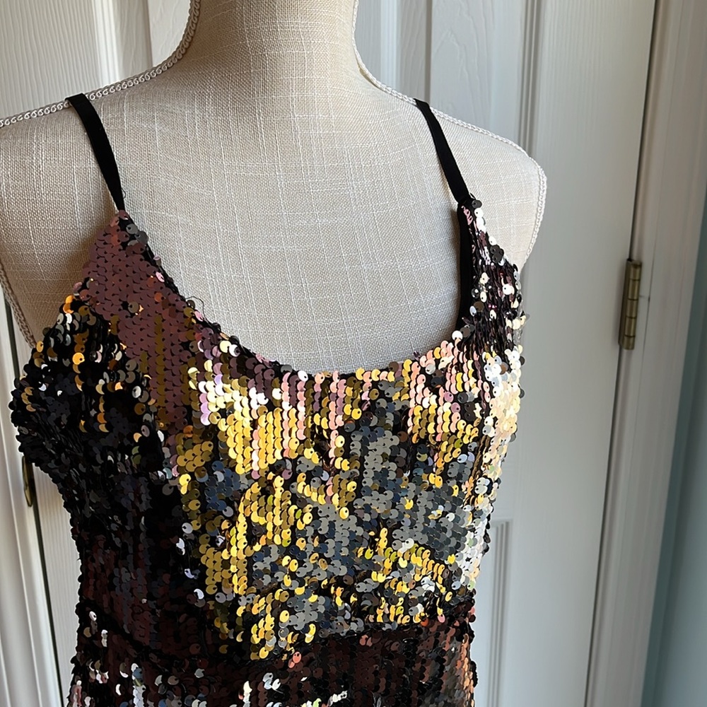 Mind Code Spaghetti Strap Multi-Color Sequin Body… - image 2